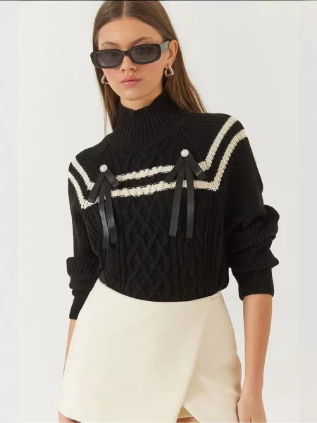 Bianco Lucci Pulover Pullover črna bela