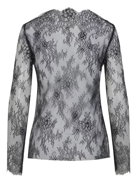 Lung top Alberta Ferretti cu model floral din dantelă negru