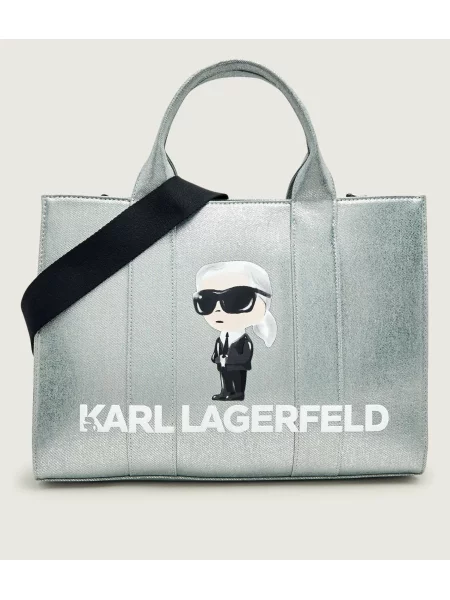 Karl Lagerfeld Kézitáska IKON világosszürke ezüst fekete