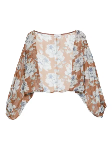 Kurtka Giada Curti w kwiatki z nadrukiem brązowa