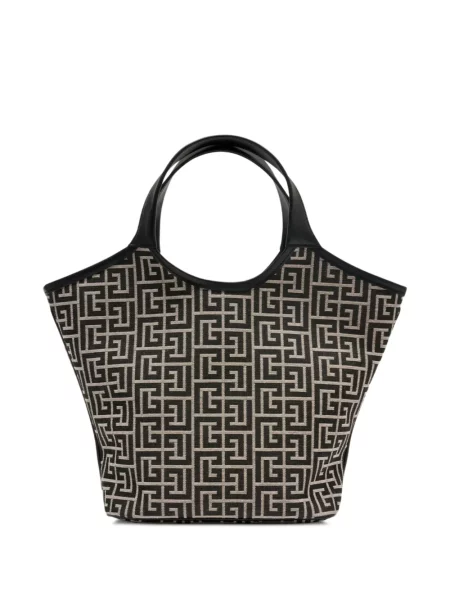 Bőr shopper táska Balmain fekete