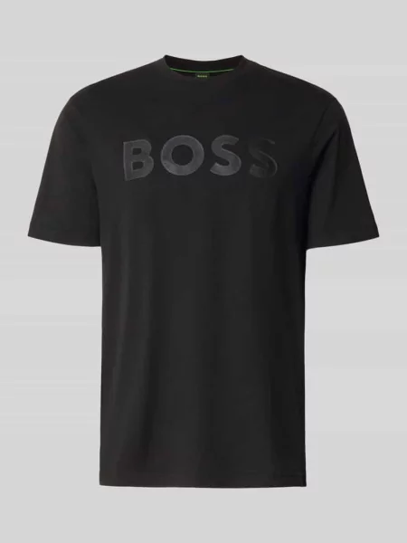 T-shirt o kroju regular fit z czystej bawełny model TS_STRUCTURE LOGO Boss Green czarna