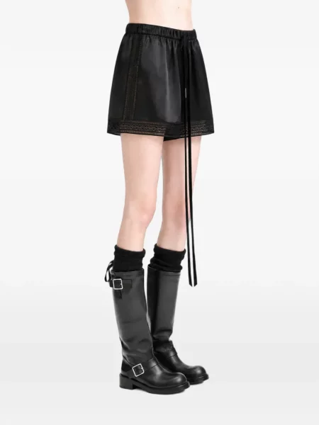 Pantaloni scurți Ann Demeulemeester de mătase negru