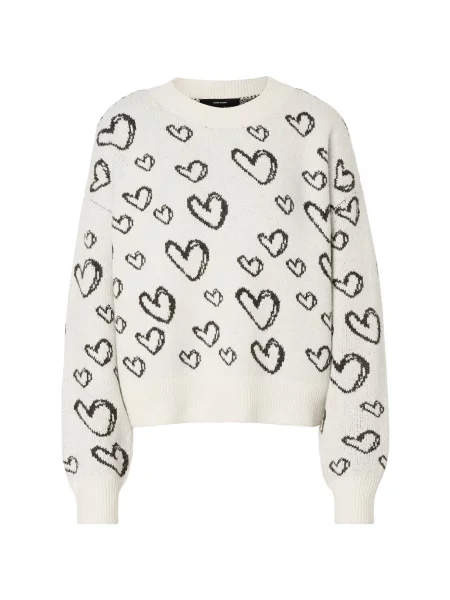 VERO MODA Pulover VMDOFFY ecru negru