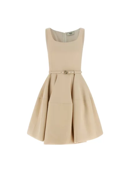 Sukienka Fendi wełniana beżowa