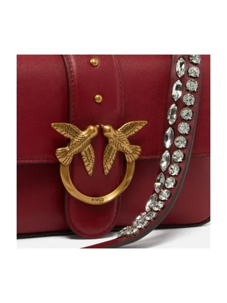 Pinko De piele geantă poștaș LOVE ONE MINI SLOUCHY roșu