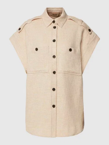 Mos Mosh koszula relaxed z kołnierzykiem klasycznym beżowy