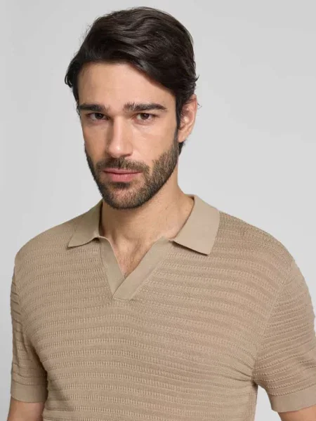 Koszulka polo z dzianiny o kroju slim fit z fakturowanym wzorem model BRAIAN' Drykorn beżowa