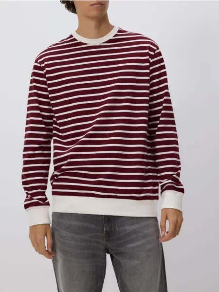 Лонгслив Reserved в полоску коричневый