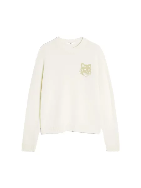 Sweter Maison Kitsune wełniany beżowy