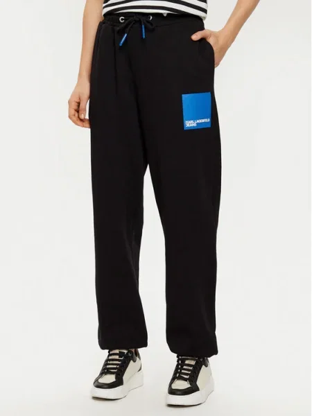 Karl Lagerfeld Jeans pantaloni de trening din cu imprimeu negru