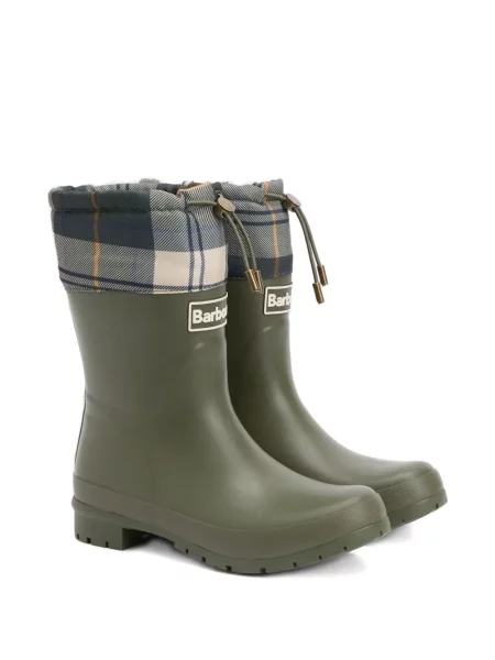 Botine Barbour în carouri cu cordon verde