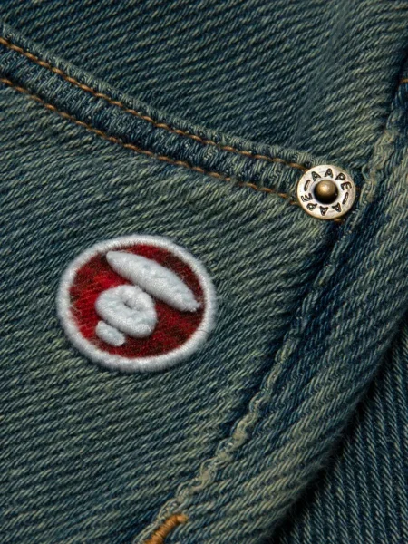 Blugi Aape By A Bathing Ape cu broderie albastru