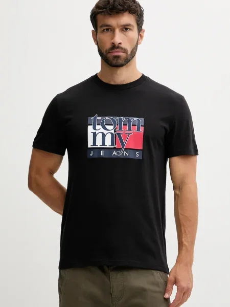 Тениска Tommy Jeans с принт черно