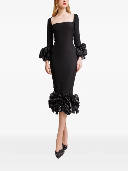 Rochie midi Gemy Maalouf cu model floral negru