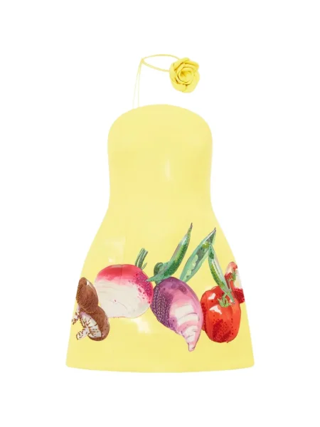 Rochie mini Leo Lin cu model floral de costum galben