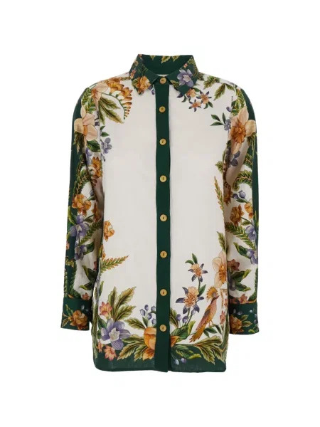 Cămașă Farm Rio cu model floral cu imagine lungă alb