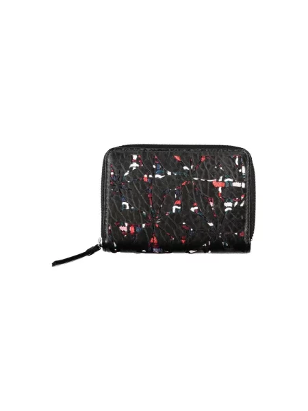 Lniany portfel Desigual elegancki czarny