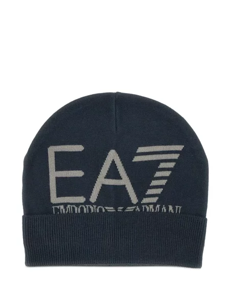 Căciulă Ea7 Emporio Armani din jacard cu autograf albastru