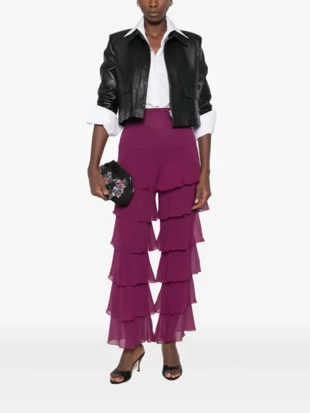 Pantaloni Valentino Garavani cu volane violet