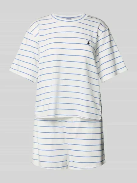 Piżama z wyhaftowanym logo i elastycznym z logo Polo Ralph Lauren biała