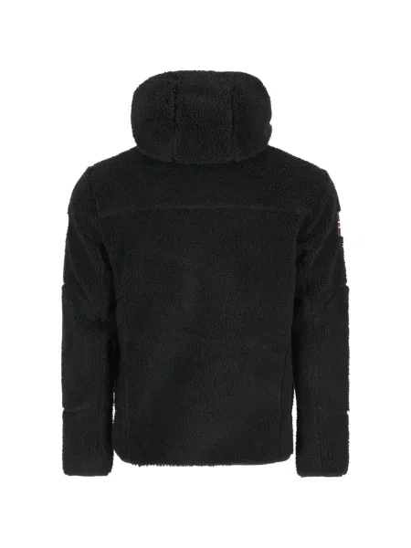 Geacă Napapijri din fleece cu glugă negru