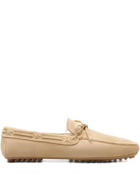 Pantofi loafer Car Shoe cu funde din piele de căprioară maro