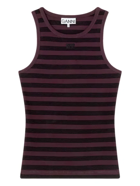 Top Ganni cu dungi maro