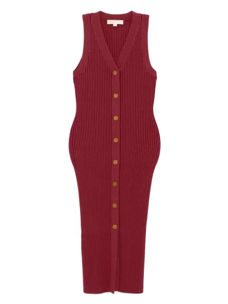 Sukienka midi Michael Kors do kolan garniturowa ze stretchu czerwona