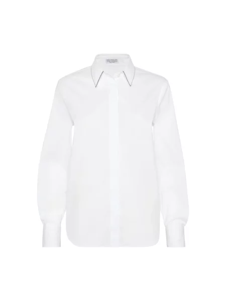 Koszula Brunello Cucinelli ze stretchu biała