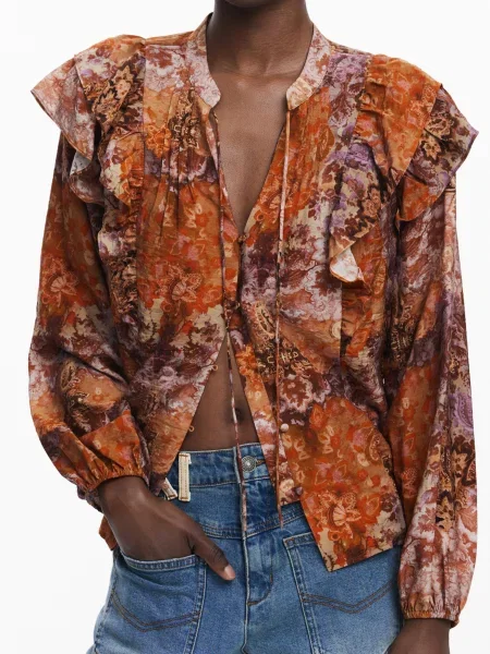 Bluză Desigual cu model paisley portocaliu