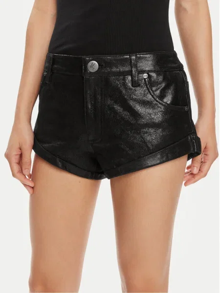 One Teaspoon Pantaloni scurți din piele Bandits negru