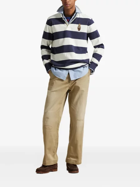 Ριγέ polo Polo Ralph Lauren με κουκούλα με αυτόγραφο λευκό