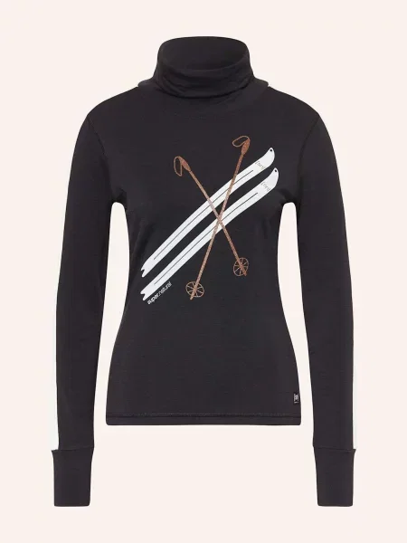 Super.Natural Svetr Kryssede Ski Roll Neck černá bílá