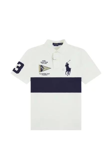 Megztos polo marškinėliai Polo Ralph Lauren su autografu balta