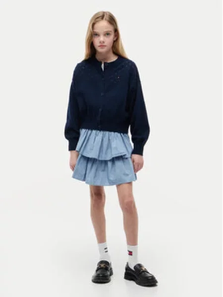 Tommy Hilfiger Kardiganas Pointelle Tamsiai mėlyna