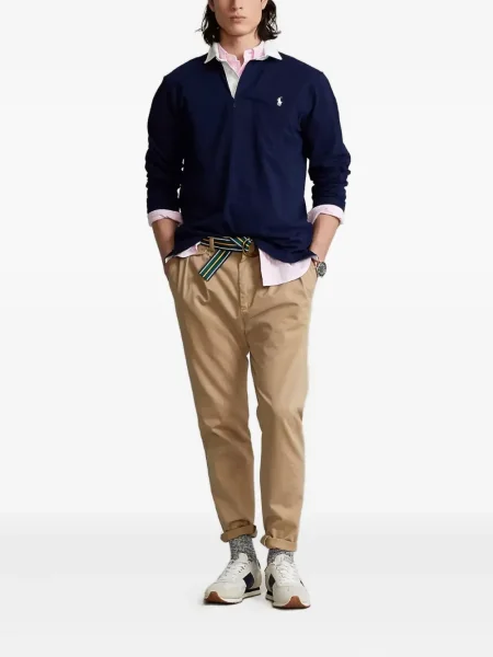 Polo Polo Ralph Lauren cu broderie de in cu talie înaltă albastru