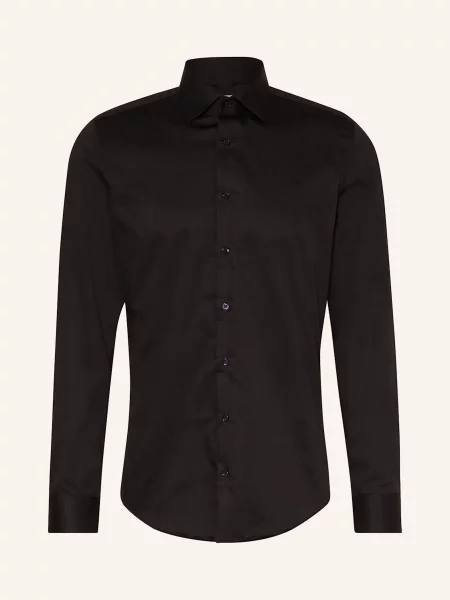 Koszula biznesowa o kroju slim fit z satyny Seidensticker czarny
