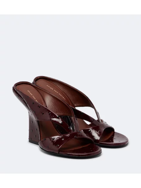 Papuci tip mules Dries Van Noten din piele cu pană de lac
