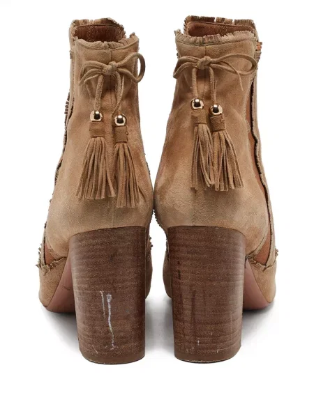 Botine Aquazzura din piele de căprioară maro