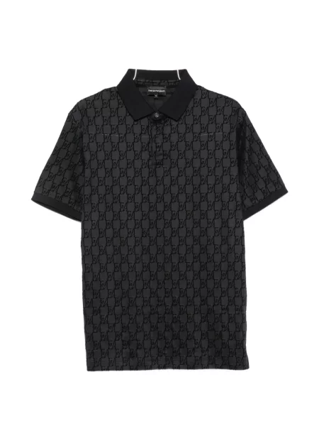 Scurt tricou polo Emporio Armani cu autograf negru