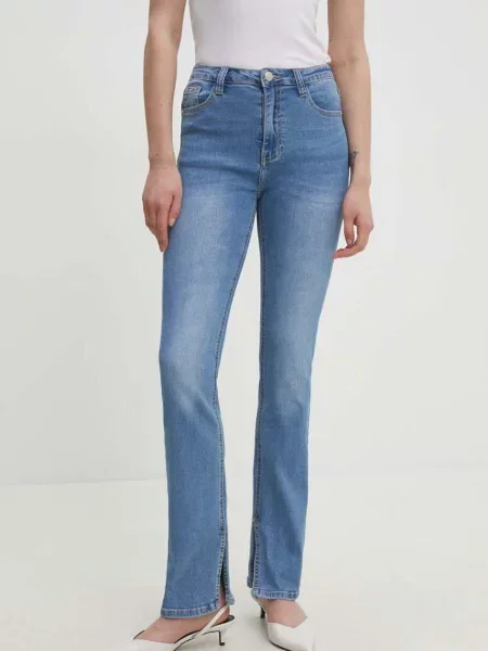 Дънки Answear Lab с висока талия синьо