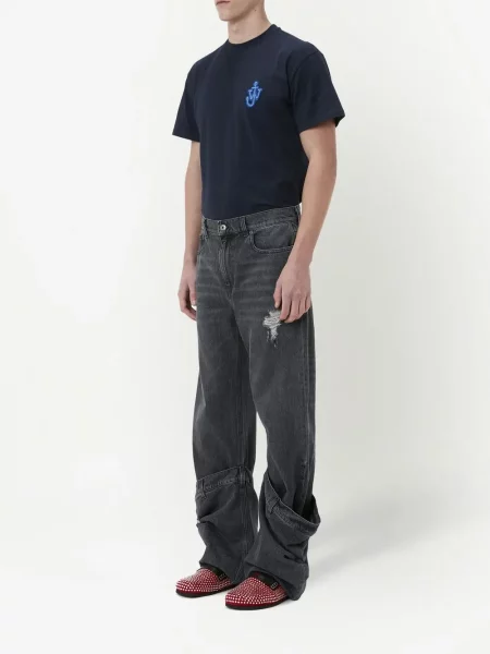 Džinsai Jw Anderson su nubrozdinimais pilka