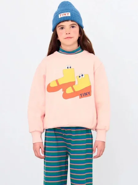 Tinycottons Dětská mikina WALK GRAPHIC SWEATSHIRT oranžová