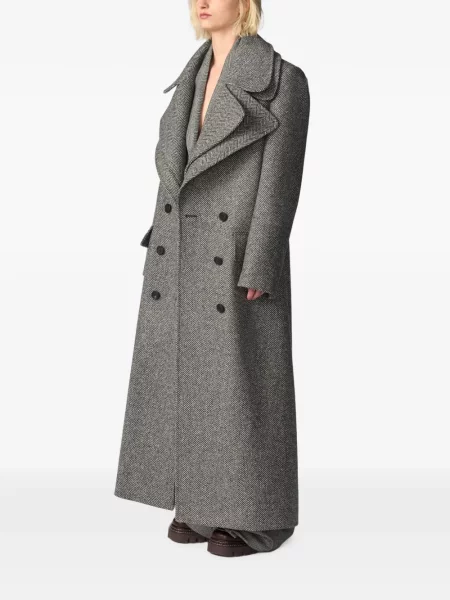 Gulerat palton Monse cu model herringbone gri