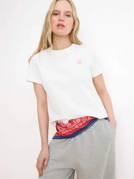 Trendyol Tricou roz alb