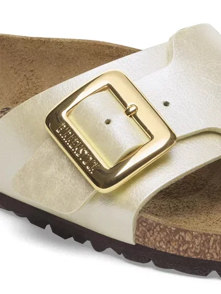Saboți Birkenstock cu cataramă cu perle bej