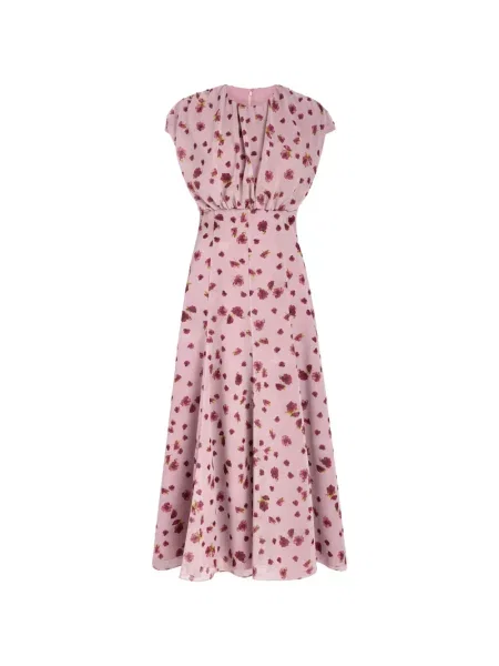 Rochie midi Markarian cu model floral cu imagine roz