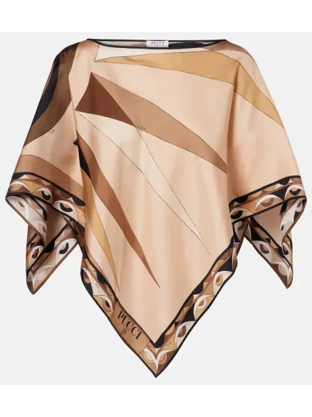 Top Pucci din satin tip Hawaii maro