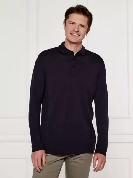 BOSS BLACK Polo H-Person 20 cu adaos de lână negru
